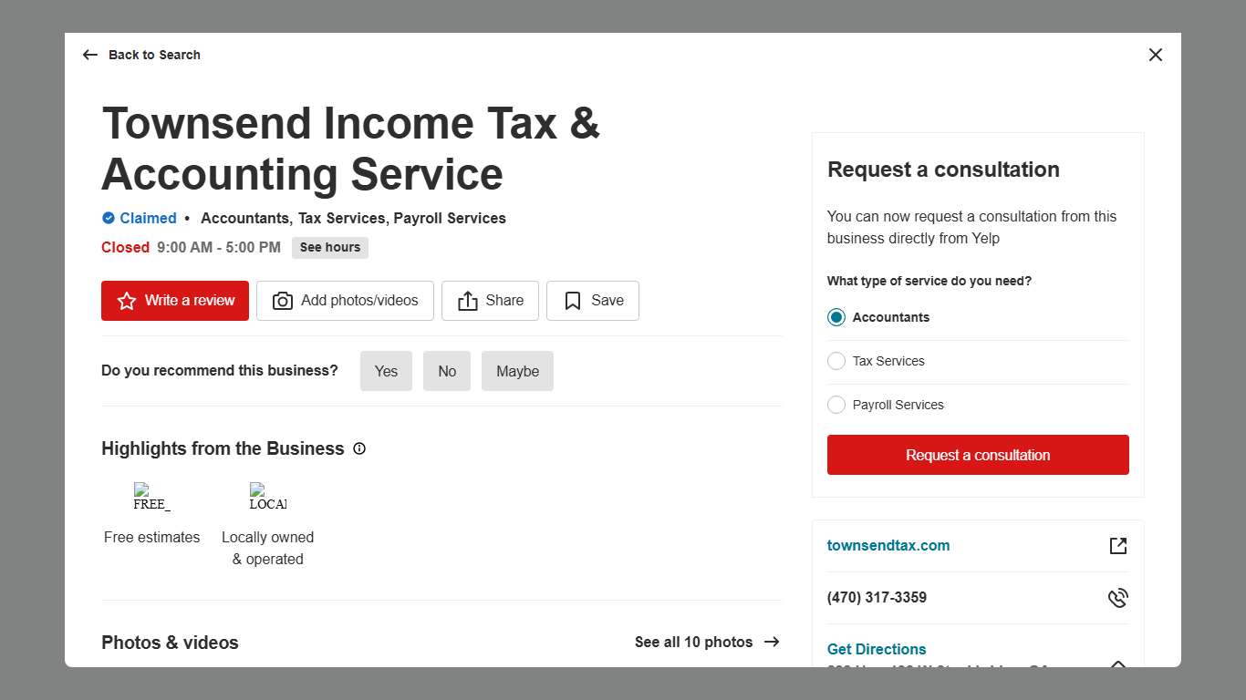 TOWNSEND INCOME TAX & ACCOUNTING SERVICE - Updated January 2026 - Request Consultation - 10 Photos - 883 Hwy 138 W, Stockbridge, Georgia - Accountants - Phone Number - Yelp